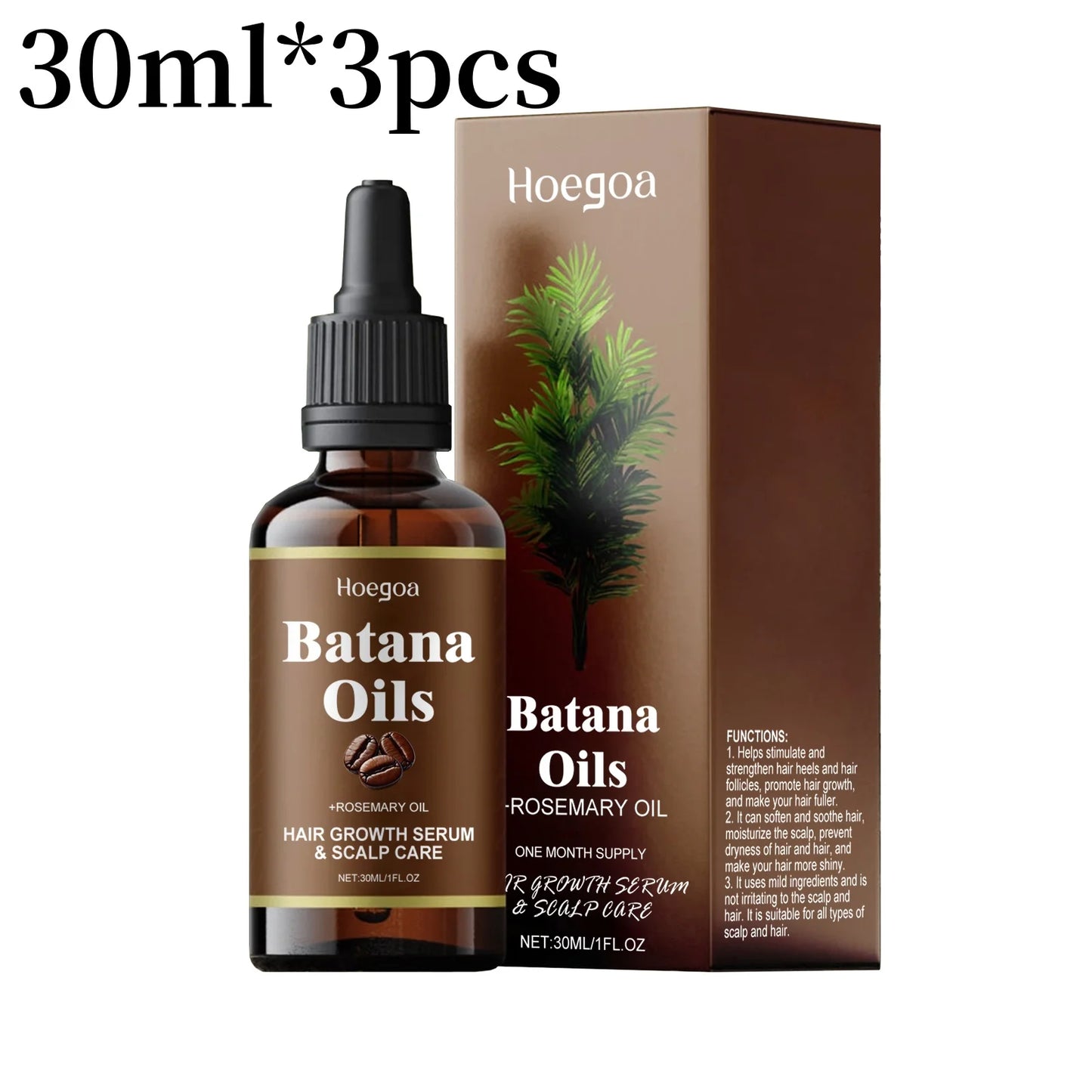 Hair Growth Oil with Batana & Rosemary – Nourishing Hair Care Treatment for Split Ends, Hair Loss, Moisture & Shine