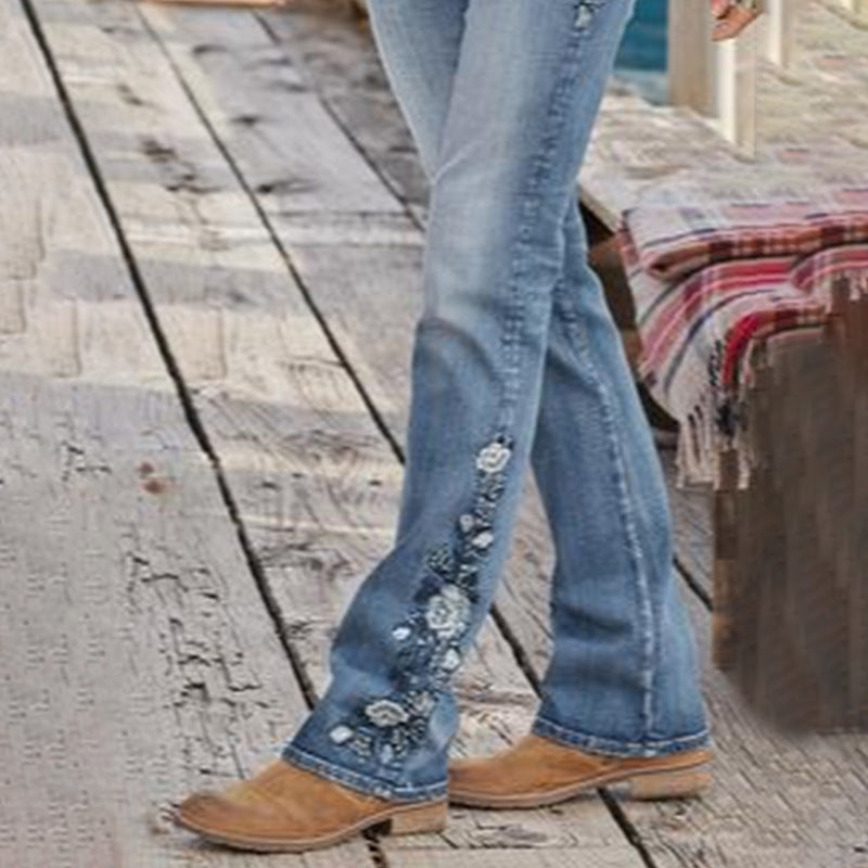 Embroidered slim fit bootcut jeans - Collumn