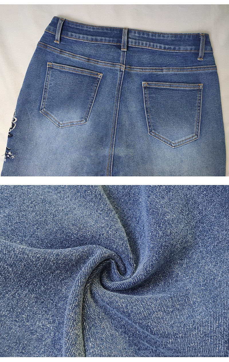 Embroidered slim fit bootcut jeans - Collumn
