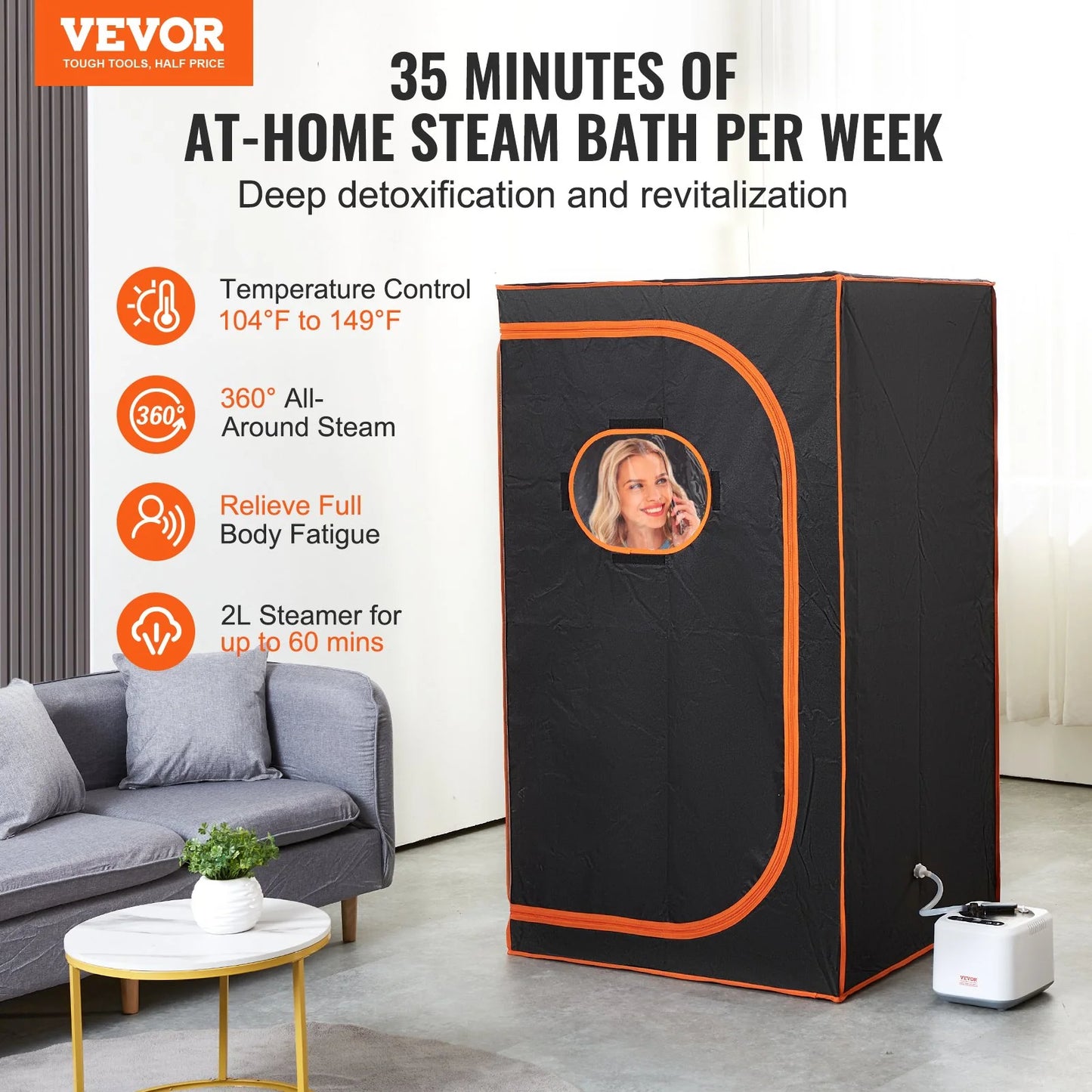 VEVOR Portable Steam Sauna Tent – 1000W Personal Sauna Blanket with Remote & Floor Mat for Home Detox & Relaxation