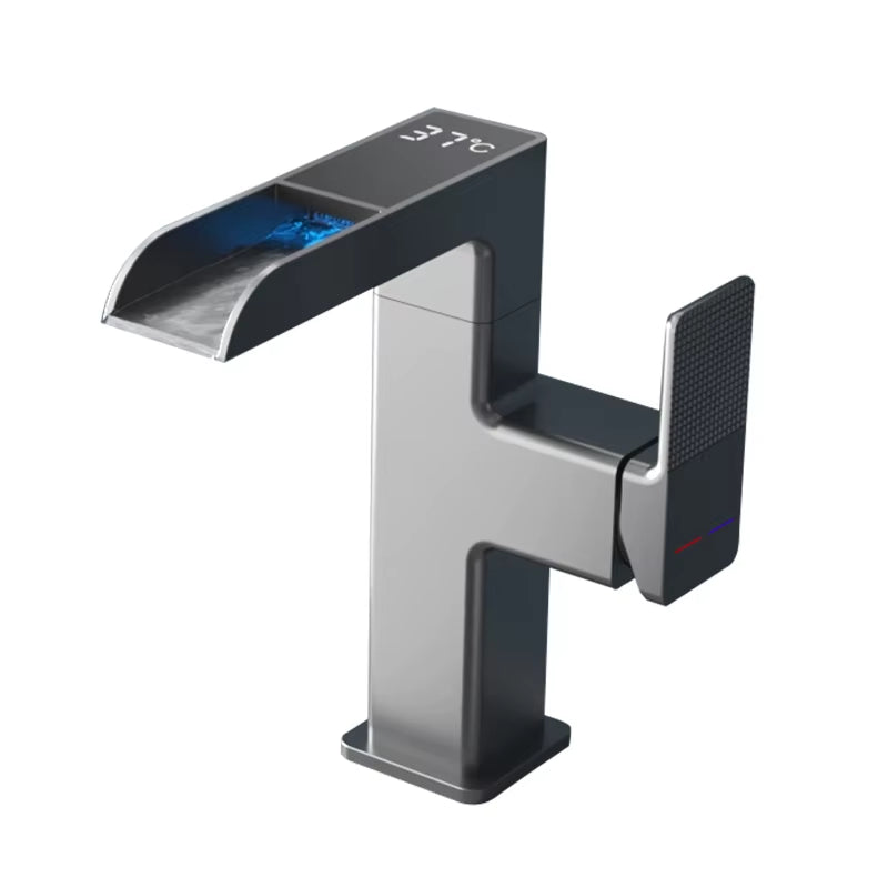 LED Waterfall Basin Faucet – 360° Rotating Tap with Temperature Display | Hot & Cold Mixer for Bathroom Sink