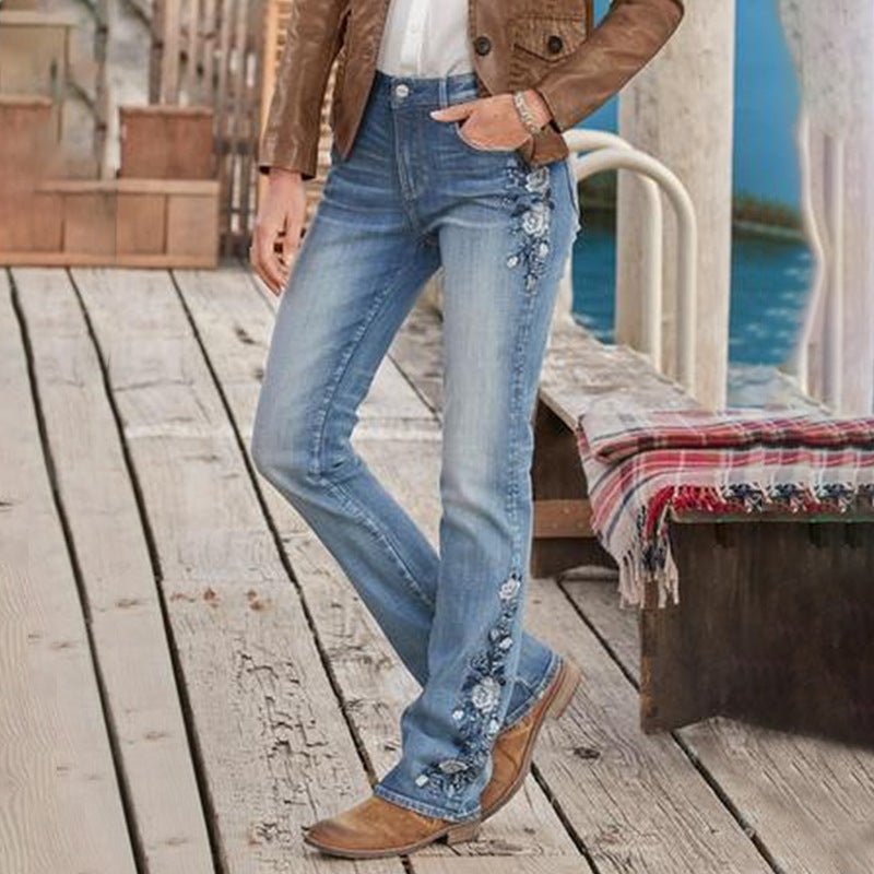 Embroidered slim fit bootcut jeans - Collumn