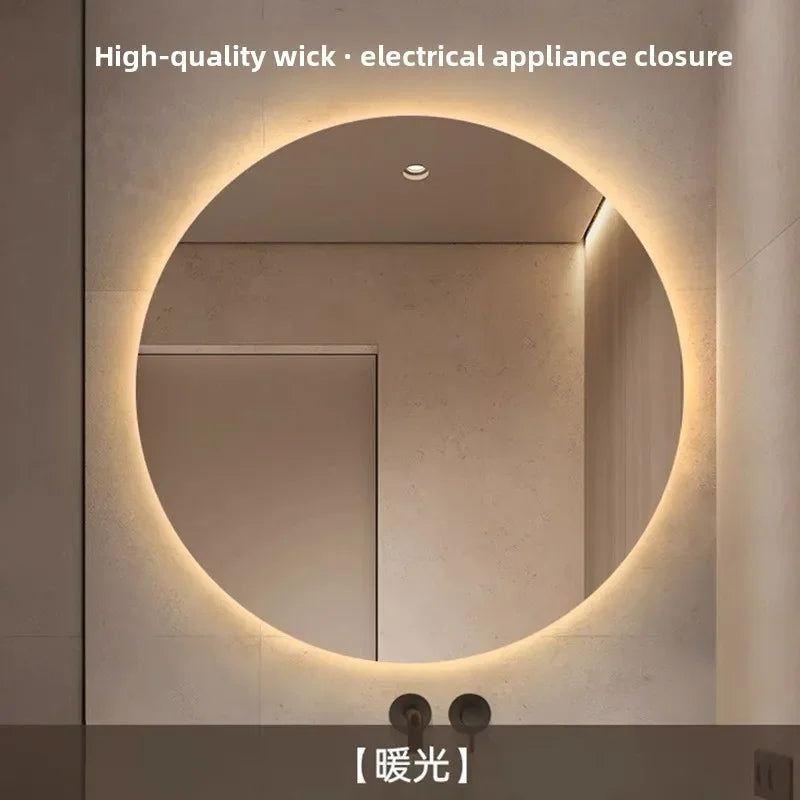 "LED Round Smart Mirror – Touch Screen, Anti-Fog, Wall-Mounted"