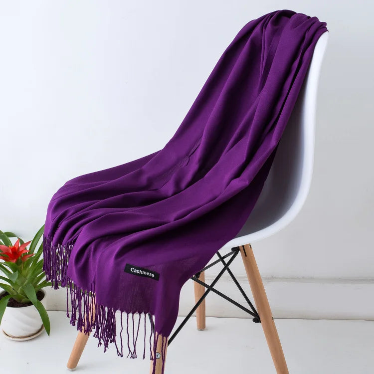 Women’s Cashmere Scarf – Winter Warm Pashmina Shawl Wrap with Tassels, Unisex Solid Foulard for Men & Women 2025/26