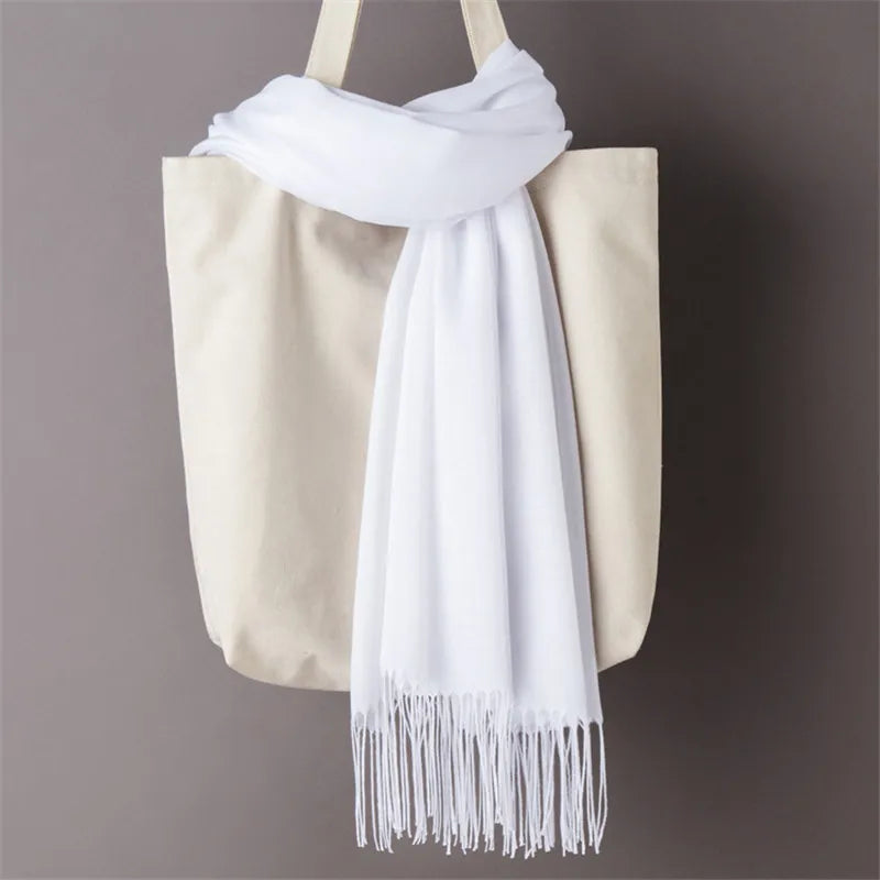 Women’s Cashmere Scarf – Winter Warm Pashmina Shawl Wrap with Tassels, Unisex Solid Foulard for Men & Women 2025/26