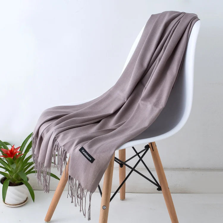 Women’s Cashmere Scarf – Winter Warm Pashmina Shawl Wrap with Tassels, Unisex Solid Foulard for Men & Women 2025/26