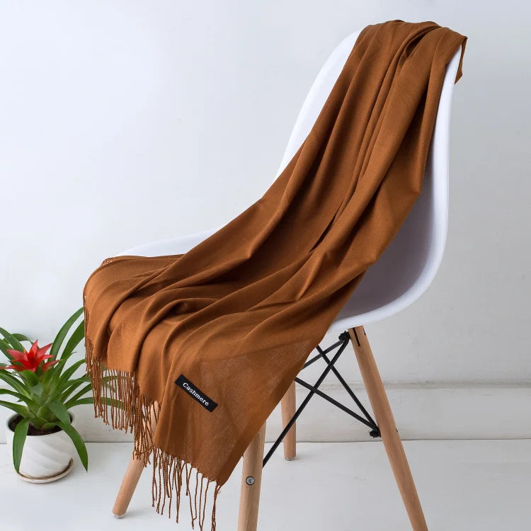 Women’s Cashmere Scarf – Winter Warm Pashmina Shawl Wrap with Tassels, Unisex Solid Foulard for Men & Women 2025/26