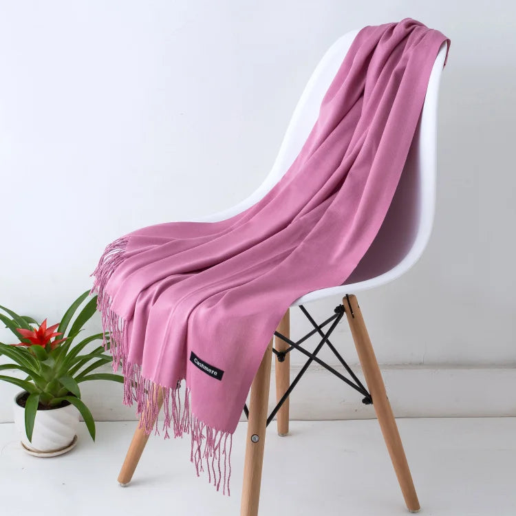 Women’s Cashmere Scarf – Winter Warm Pashmina Shawl Wrap with Tassels, Unisex Solid Foulard for Men & Women 2025/26