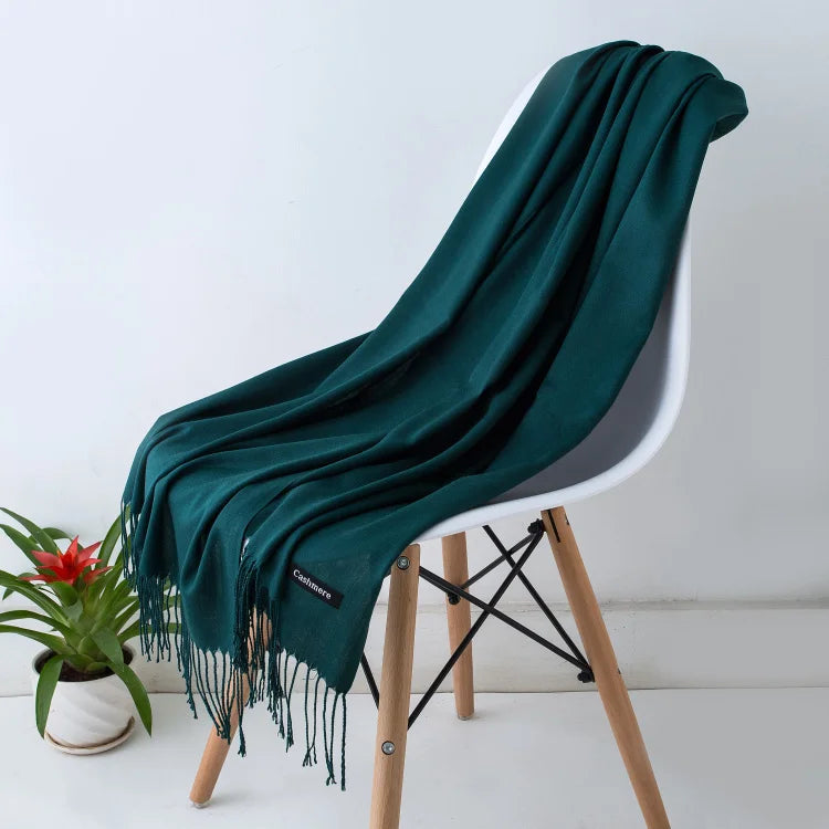 Women’s Cashmere Scarf – Winter Warm Pashmina Shawl Wrap with Tassels, Unisex Solid Foulard for Men & Women 2025/26
