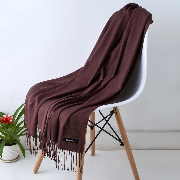 Women’s Cashmere Scarf – Winter Warm Pashmina Shawl Wrap with Tassels, Unisex Solid Foulard for Men & Women 2025/26
