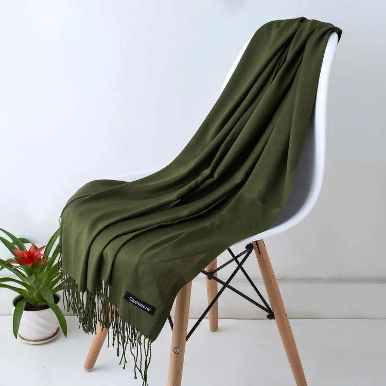 Women’s Cashmere Scarf – Winter Warm Pashmina Shawl Wrap with Tassels, Unisex Solid Foulard for Men & Women 2025/26