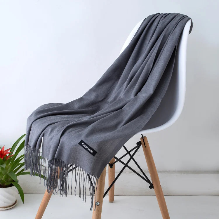 Women’s Cashmere Scarf – Winter Warm Pashmina Shawl Wrap with Tassels, Unisex Solid Foulard for Men & Women 2025/26