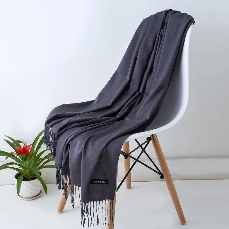 Women’s Cashmere Scarf – Winter Warm Pashmina Shawl Wrap with Tassels, Unisex Solid Foulard for Men & Women 2025/26
