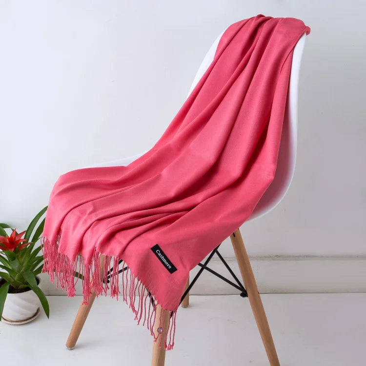Women’s Cashmere Scarf – Winter Warm Pashmina Shawl Wrap with Tassels, Unisex Solid Foulard for Men & Women 2025/26