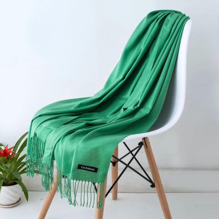 Women’s Cashmere Scarf – Winter Warm Pashmina Shawl Wrap with Tassels, Unisex Solid Foulard for Men & Women 2025/26