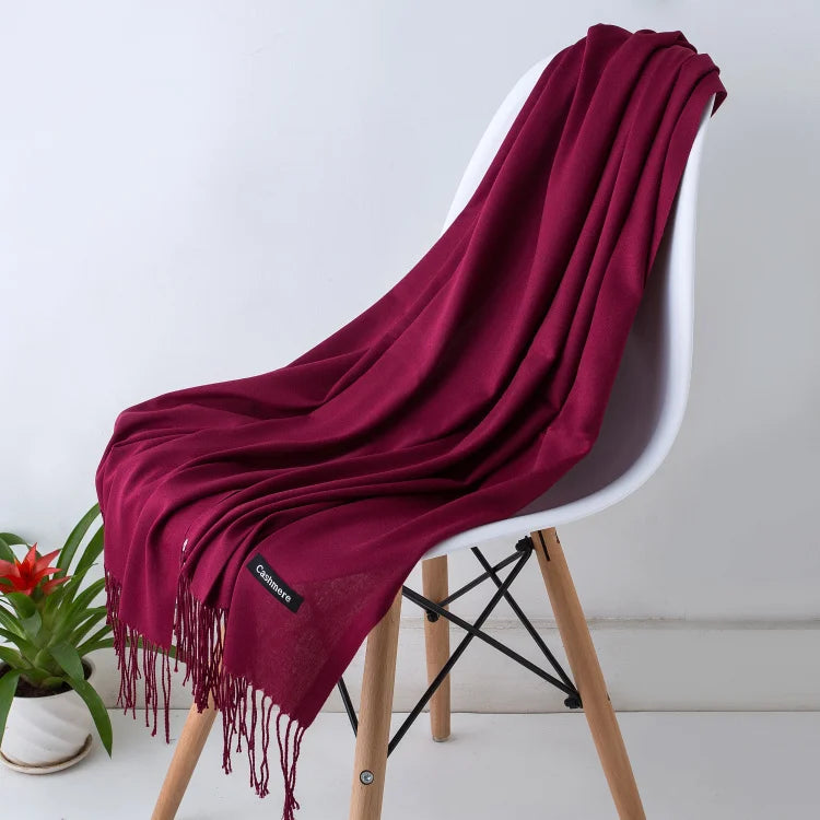 Women’s Cashmere Scarf – Winter Warm Pashmina Shawl Wrap with Tassels, Unisex Solid Foulard for Men & Women 2025/26