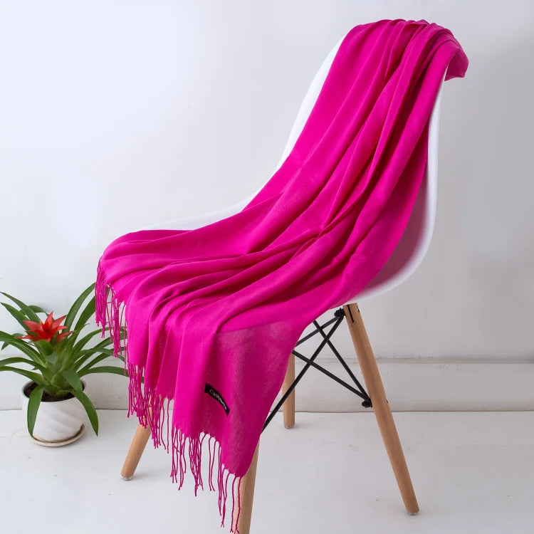 Women’s Cashmere Scarf – Winter Warm Pashmina Shawl Wrap with Tassels, Unisex Solid Foulard for Men & Women 2025/26
