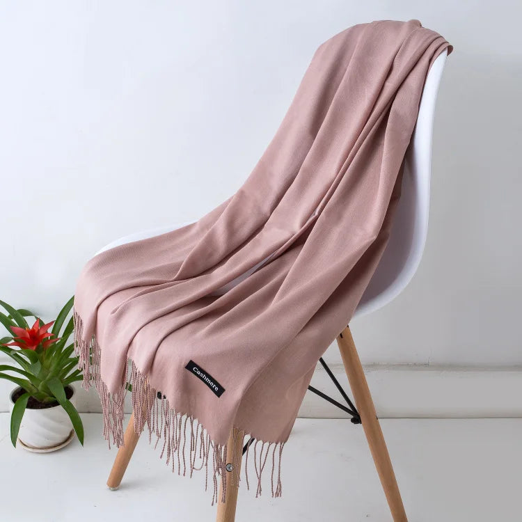 Women’s Cashmere Scarf – Winter Warm Pashmina Shawl Wrap with Tassels, Unisex Solid Foulard for Men & Women 2025/26