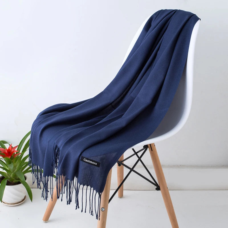 Women’s Cashmere Scarf – Winter Warm Pashmina Shawl Wrap with Tassels, Unisex Solid Foulard for Men & Women 2025/26