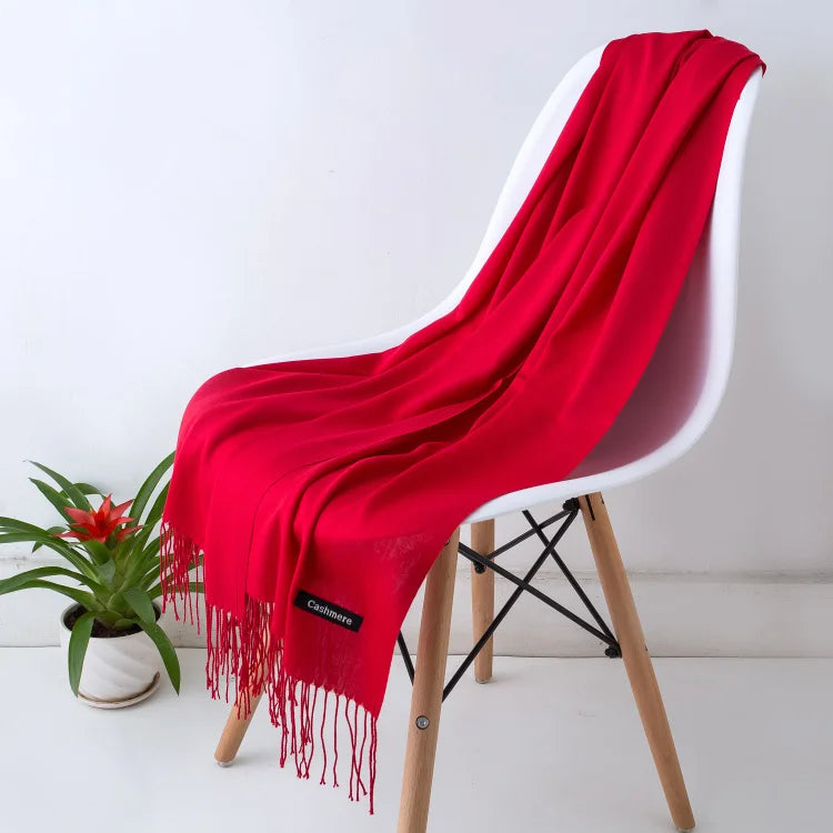Women’s Cashmere Scarf – Winter Warm Pashmina Shawl Wrap with Tassels, Unisex Solid Foulard for Men & Women 2025/26