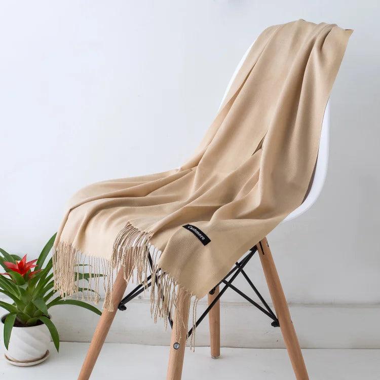 Women’s Cashmere Scarf – Winter Warm Pashmina Shawl Wrap with Tassels, Unisex Solid Foulard for Men & Women 2025/26