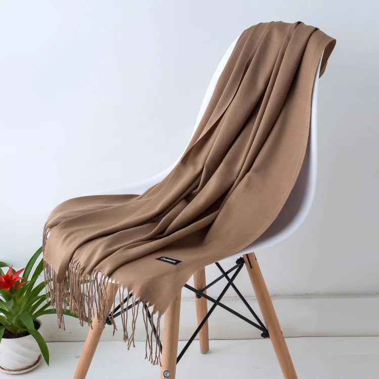 Women’s Cashmere Scarf – Winter Warm Pashmina Shawl Wrap with Tassels, Unisex Solid Foulard for Men & Women 2025/26