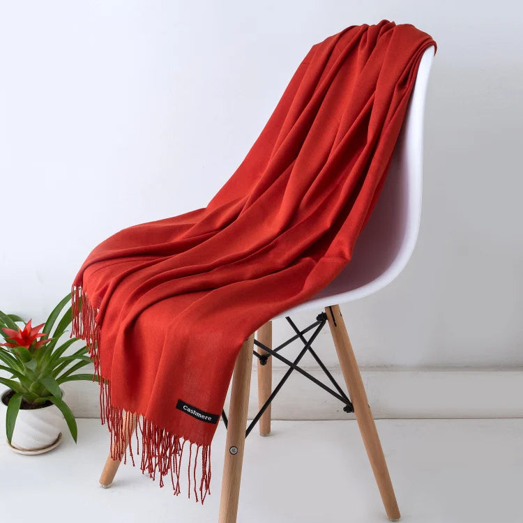 Women’s Cashmere Scarf – Winter Warm Pashmina Shawl Wrap with Tassels, Unisex Solid Foulard for Men & Women 2025/26