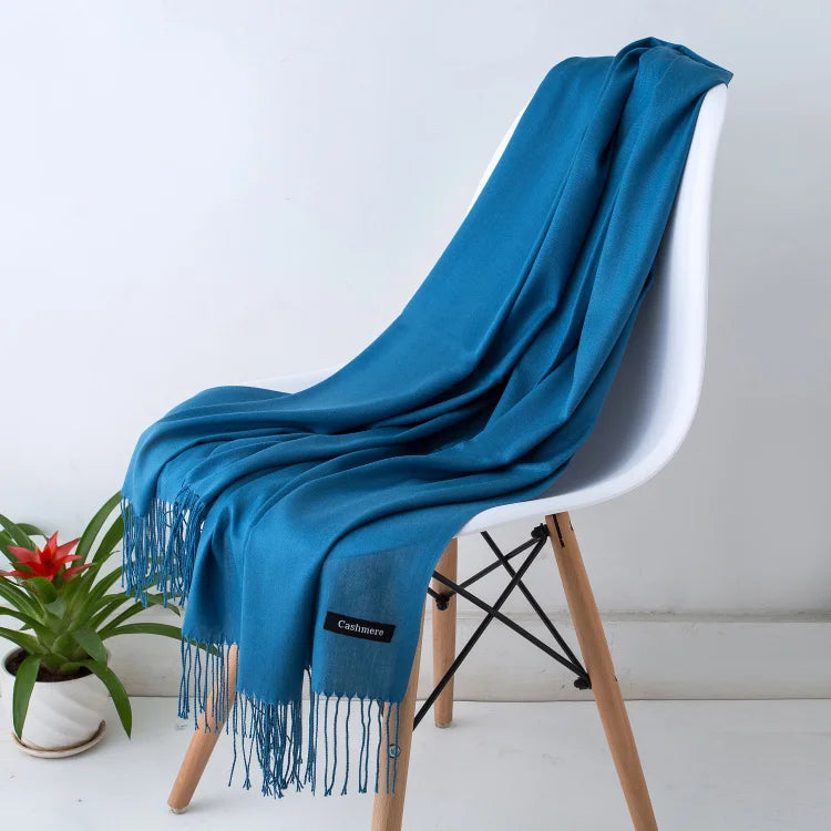 Women’s Cashmere Scarf – Winter Warm Pashmina Shawl Wrap with Tassels, Unisex Solid Foulard for Men & Women 2025/26
