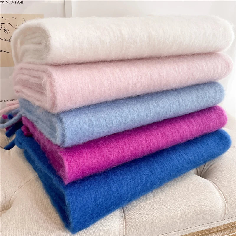 Winter Scarf for Women – Cashmere Warm Solid Pashmina Blanket Wrap, Thick Soft Long Shawl with Tassels, Big Poncho Echarpe Bufanda