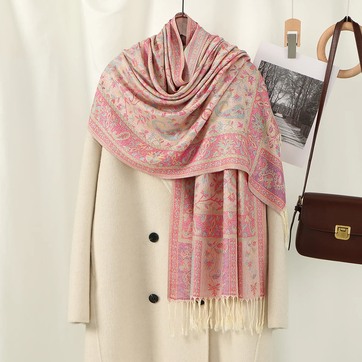 Paisley Tassels Pashmina Shawl Scarf for Women – , Long Thick Fashion Wraps,