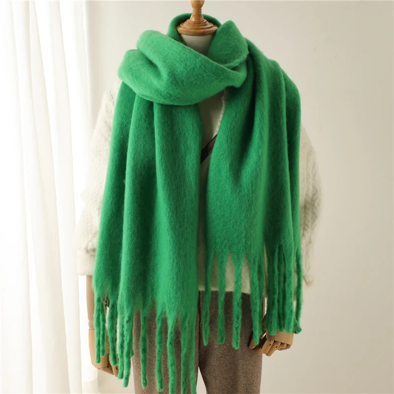 Winter Scarf for Women – Cashmere Warm Solid Pashmina Blanket Wrap, Thick Soft Long Shawl with Tassels, Big Poncho Echarpe Bufanda