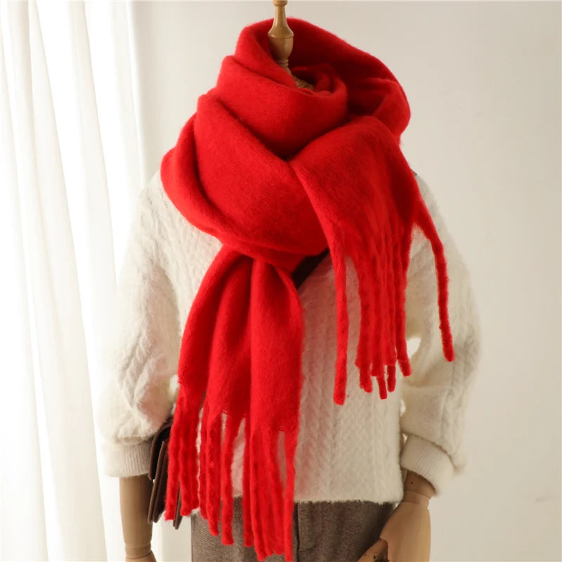 Winter Scarf for Women – Cashmere Warm Solid Pashmina Blanket Wrap, Thick Soft Long Shawl with Tassels, Big Poncho Echarpe Bufanda