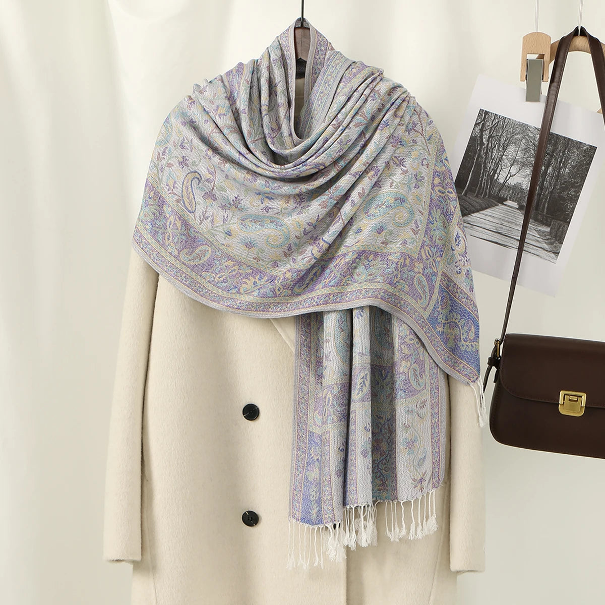 Paisley Tassels Pashmina Shawl Scarf for Women – , Long Thick Fashion Wraps,