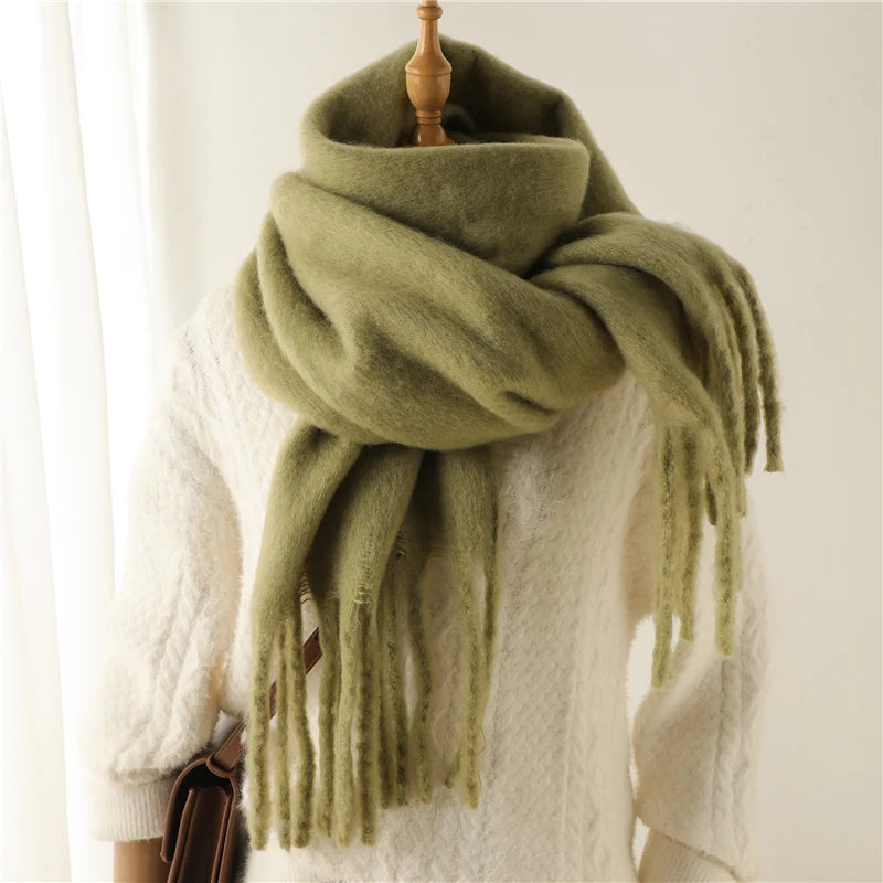 Winter Scarf for Women – Cashmere Warm Solid Pashmina Blanket Wrap, Thick Soft Long Shawl with Tassels, Big Poncho Echarpe Bufanda