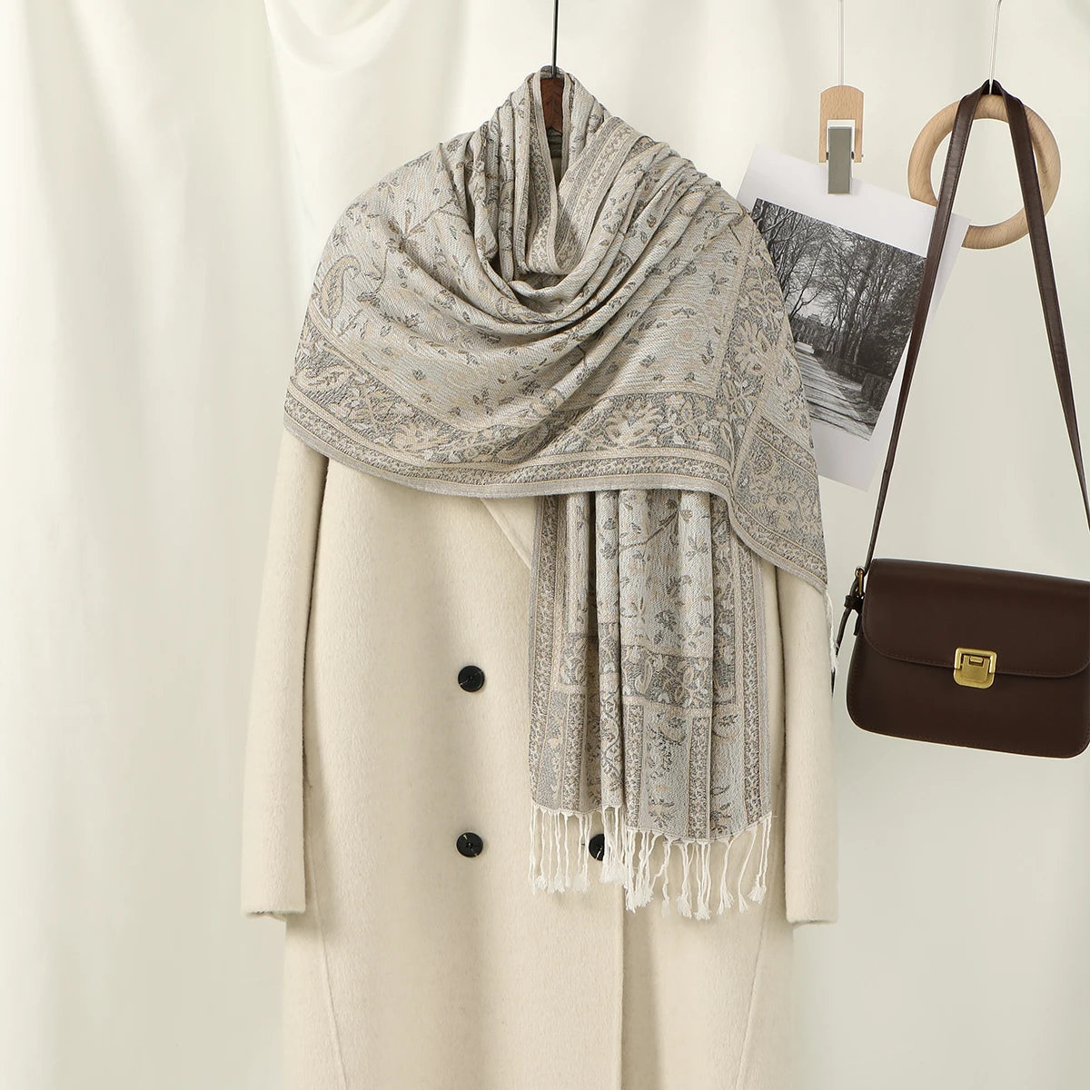 Paisley Tassels Pashmina Shawl Scarf for Women – , Long Thick Fashion Wraps,