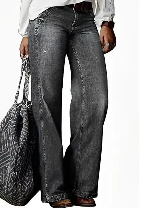 2025 Summer Retro Denim Women's Pants – Casual Wide Leg Straight Fit Jeans – Streetwear Style Popular New Fashion Pants for Women