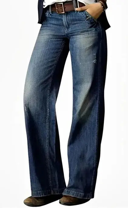 2025 Summer Retro Denim Women's Pants – Casual Wide Leg Straight Fit Jeans – Streetwear Style Popular New Fashion Pants for Women