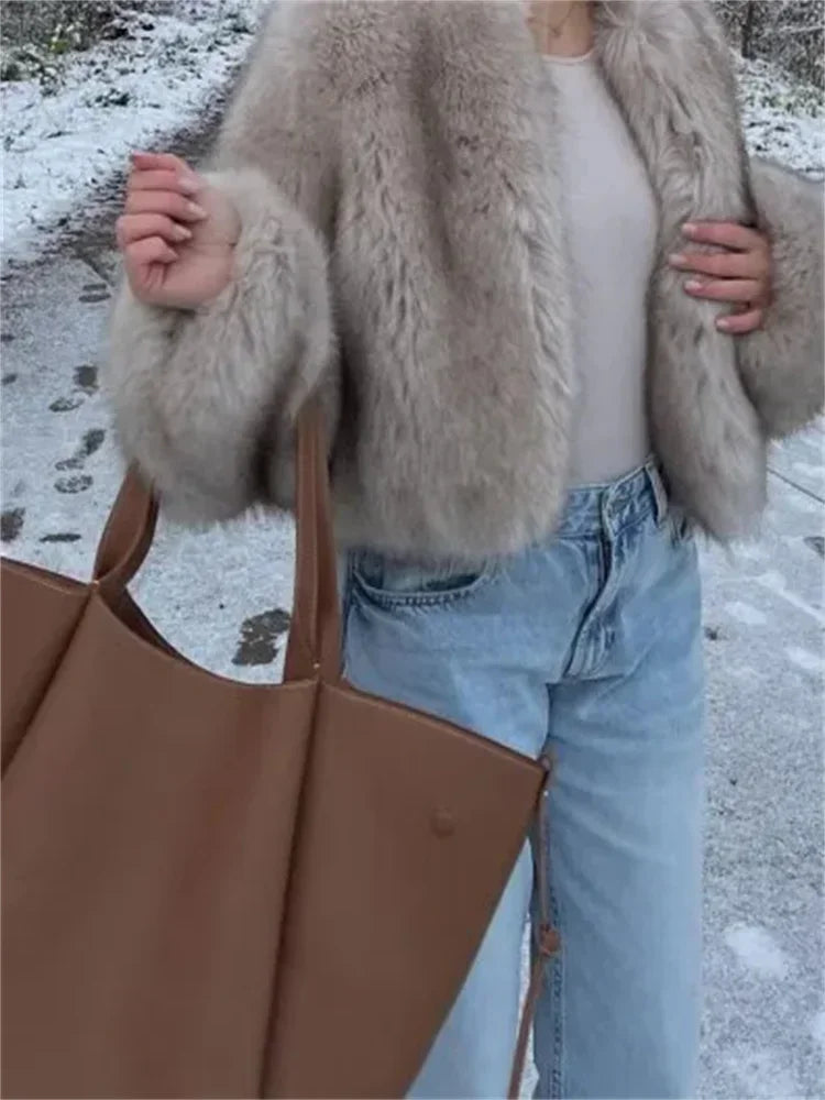 Fashion Fluffy Faux Fur Coat for Women – Winter Elegant Long Sleeve Luxury Jacket | Thick High Street Outerwear
