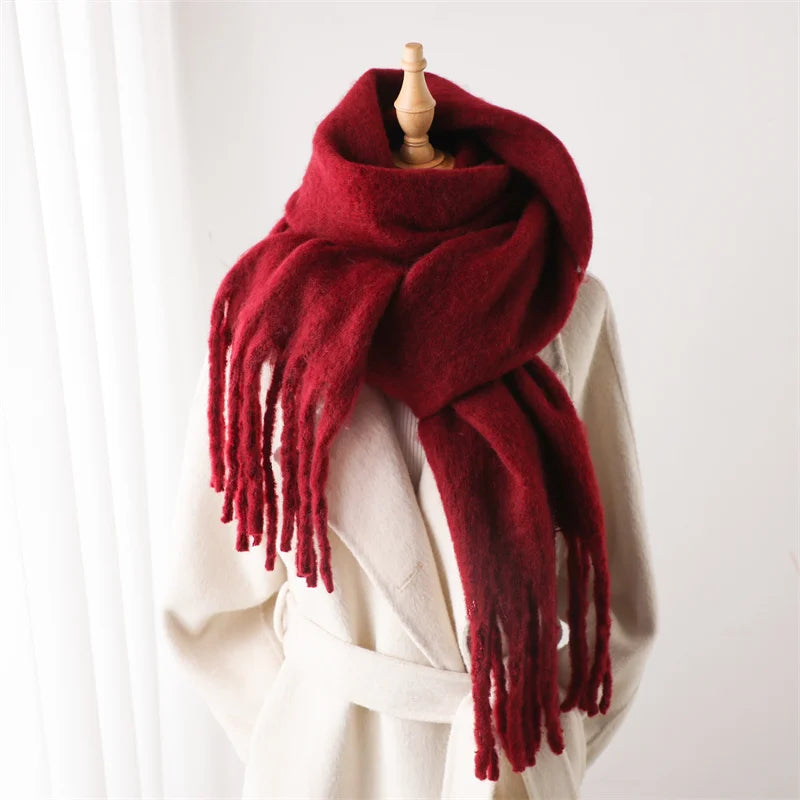 Winter Scarf for Women – Cashmere Warm Solid Pashmina Blanket Wrap, Thick Soft Long Shawl with Tassels, Big Poncho Echarpe Bufanda