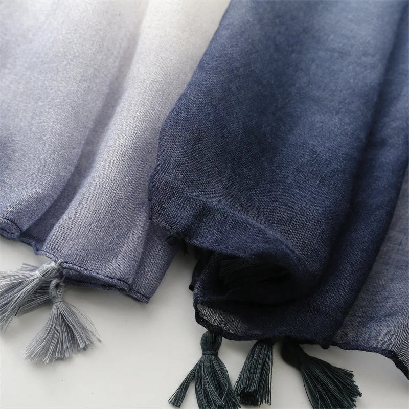 Spain Fashion Ombre Bandhnu Tassel Viscose Shawl Scarf for Women – High Quality Pashmina Wrap