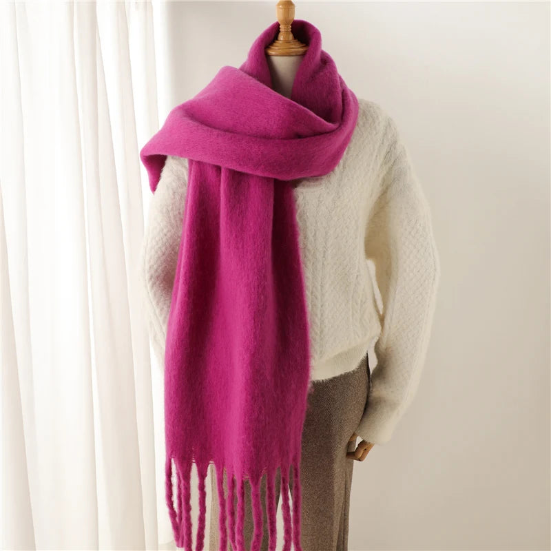 Winter Scarf for Women – Cashmere Warm Solid Pashmina Blanket Wrap, Thick Soft Long Shawl with Tassels, Big Poncho Echarpe Bufanda