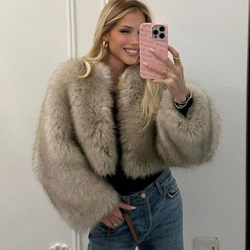 Fashion Fluffy Faux Fur Coat for Women – Winter Elegant Long Sleeve Luxury Jacket | Thick High Street Outerwear