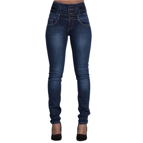 Women’s High-Waist Push-Up Skinny Jeans – Vintage Stretch Slim-Fit Pencil Denim Pants
