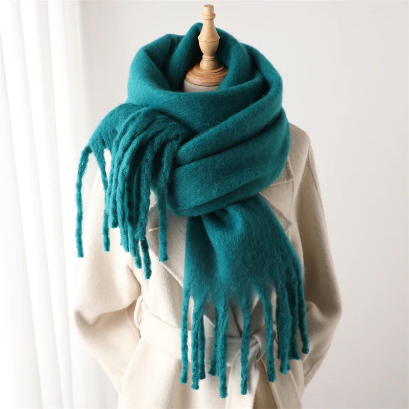 Winter Scarf for Women – Cashmere Warm Solid Pashmina Blanket Wrap, Thick Soft Long Shawl with Tassels, Big Poncho Echarpe Bufanda