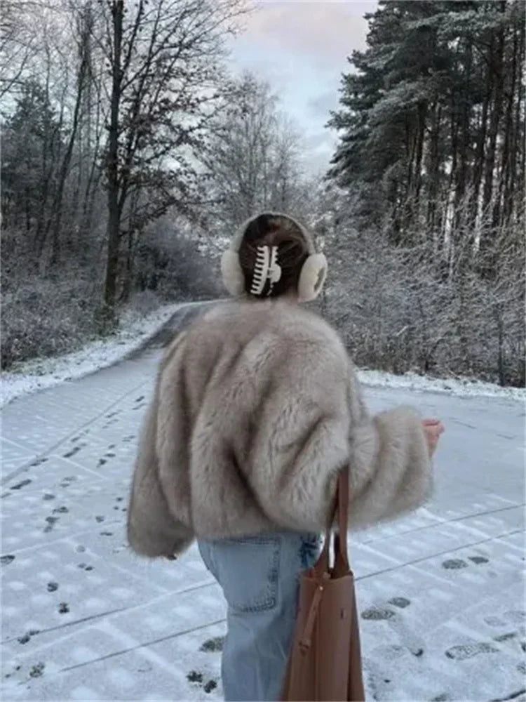 Fashion Fluffy Faux Fur Coat for Women – Winter Elegant Long Sleeve Luxury Jacket | Thick High Street Outerwear