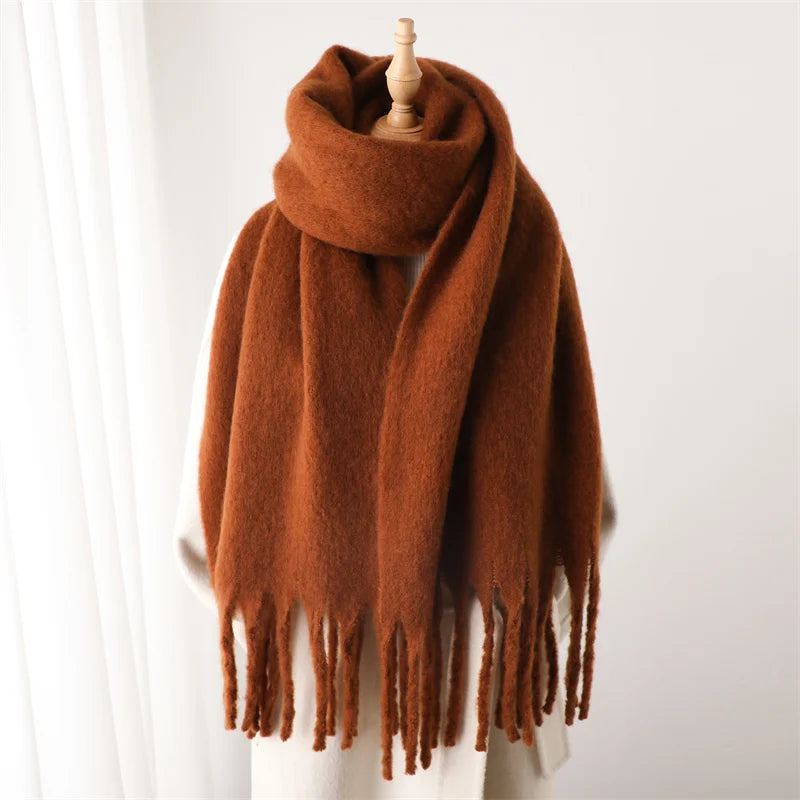 Winter Scarf for Women – Cashmere Warm Solid Pashmina Blanket Wrap, Thick Soft Long Shawl with Tassels, Big Poncho Echarpe Bufanda