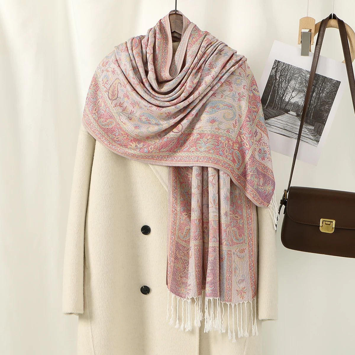 Paisley Tassels Pashmina Shawl Scarf for Women – , Long Thick Fashion Wraps,