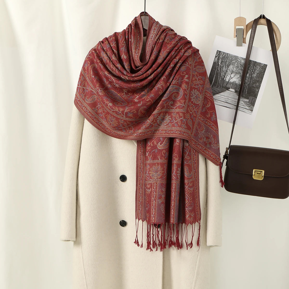 Paisley Tassels Pashmina Shawl Scarf for Women – , Long Thick Fashion Wraps,