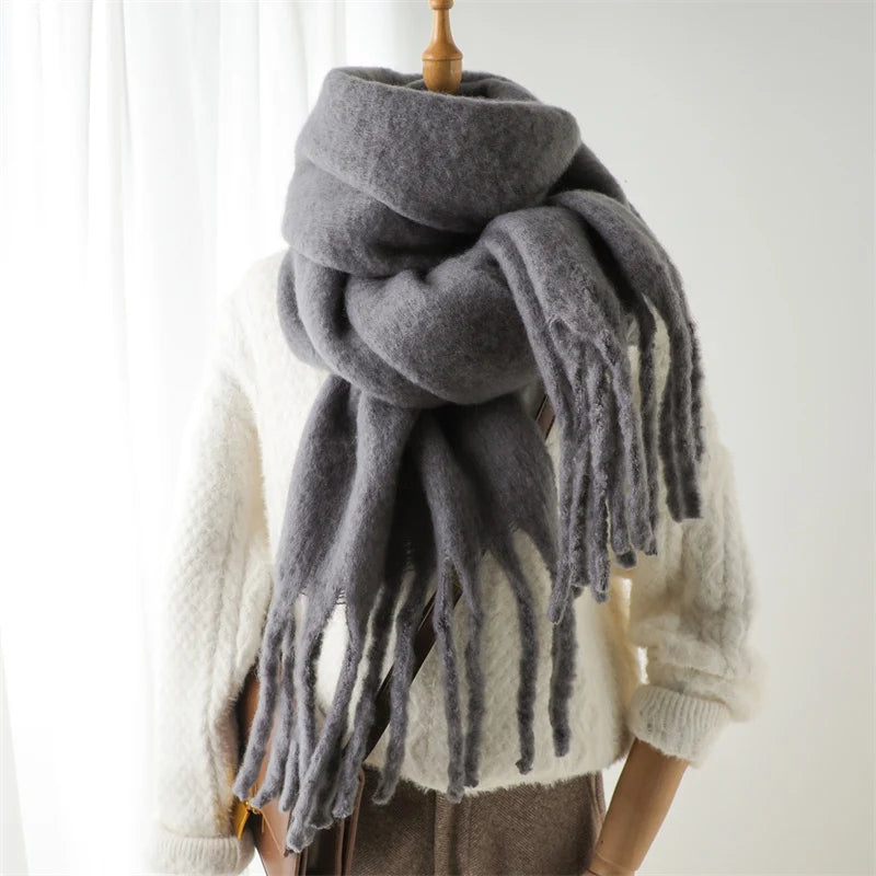 Winter Scarf for Women – Cashmere Warm Solid Pashmina Blanket Wrap, Thick Soft Long Shawl with Tassels, Big Poncho Echarpe Bufanda