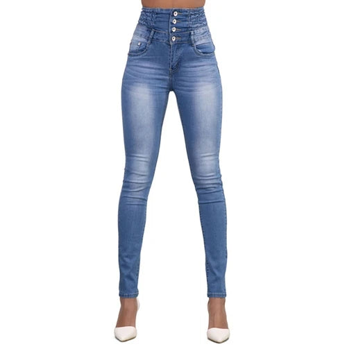 Women’s High-Waist Push-Up Skinny Jeans – Vintage Stretch Slim-Fit Pencil Denim Pants